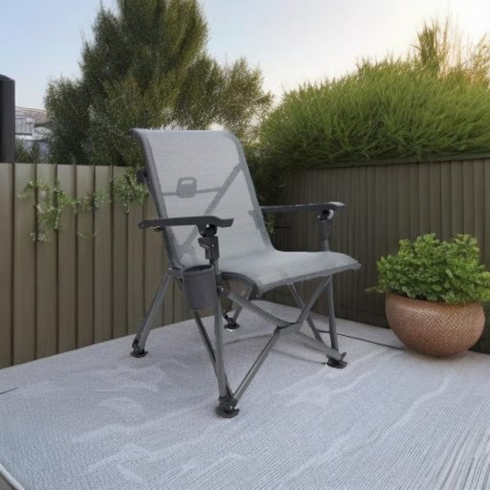 Charcoal Foldable Chair Trailhead Collapsible Camp Chair Chaise Lounges Outdoor Furniture Chairs for Living Room Camping Folding