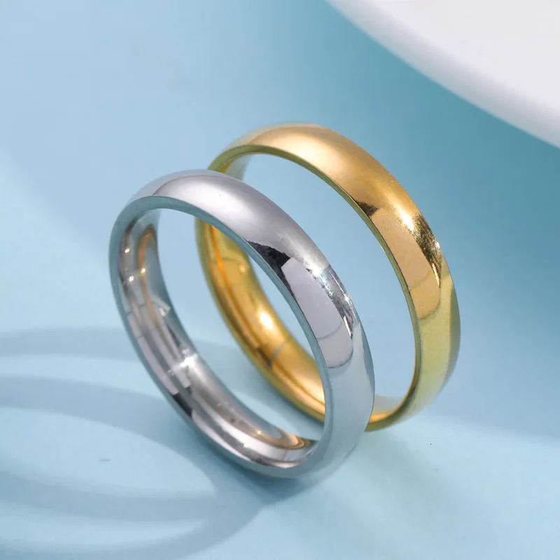4mm Arc Steel Matching Rings - Couple Jewelry for Weddings/Anniversaries Multi-Color Stainless Gifts 250708