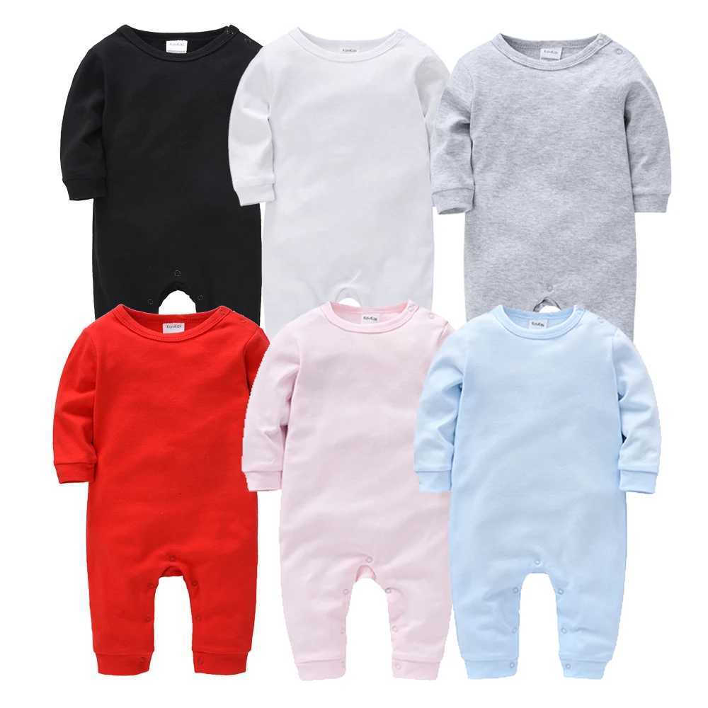 1/2 PCS/LOT Newborn Baby Sleepwear Solid Cotton Unisex Infant Boys Rompers White Black Toddler Girls Overalls Baby Clothes Z250712