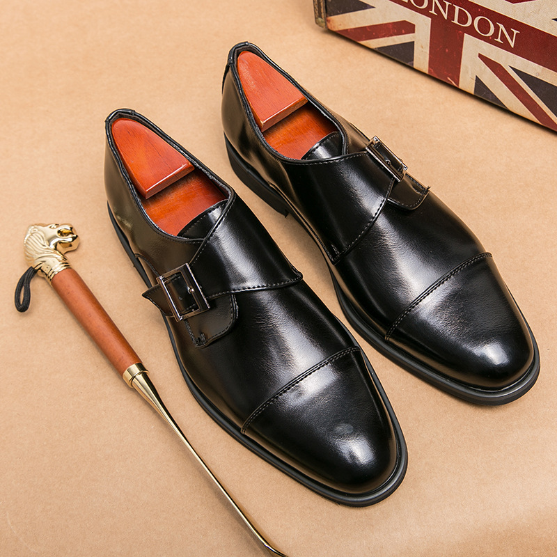 Free shipping 2025 casual shoes men business shoes plus size pointed low top shoes fashion classic leather shoes