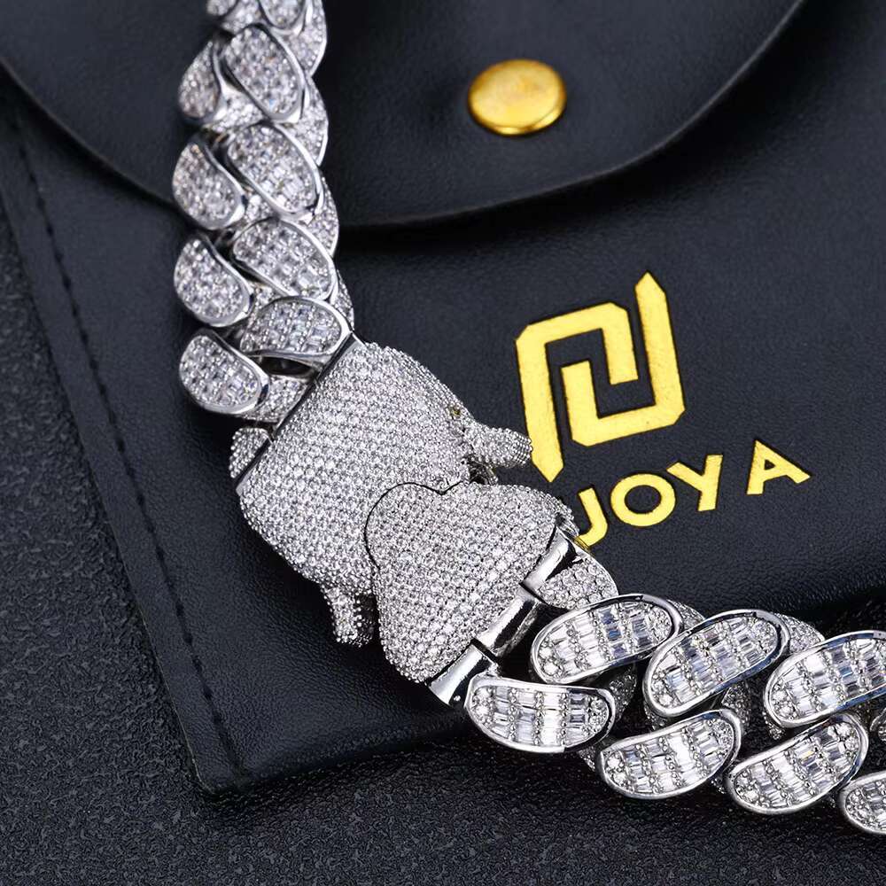 Hip Hop Three Row T square S925 Silver Moissanite Cuban Chain Cross-border Accessories Mens Necklace Trend Accessories