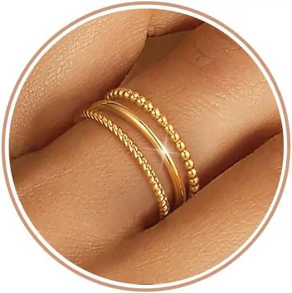 14K Gold Plated Thin Stackable Ring 1.3mm Women Non Tarnish Dainty Ring Set Trendy Thumb Pinky Ring Wedding Bands Promise Gifts y250712
