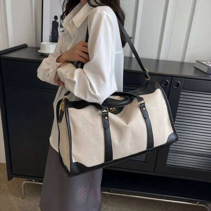 luxury bagdesigner bag ISKYBOB Women Travel Storage Handbag Vintage Fiess Lage Single Shoulder Crossbody Large Nylon PU Leather Bag 2025