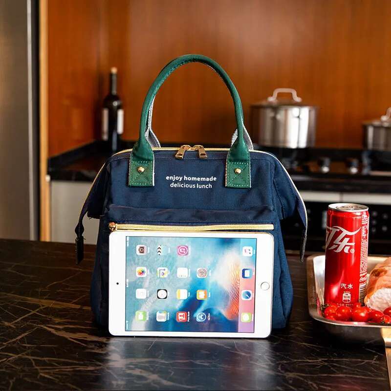 Insulated Lunch Bag Waterproof Twill Nylon Large Capacity Thermal Tote For Office Workers Students Oxford Cloth Aluminum
