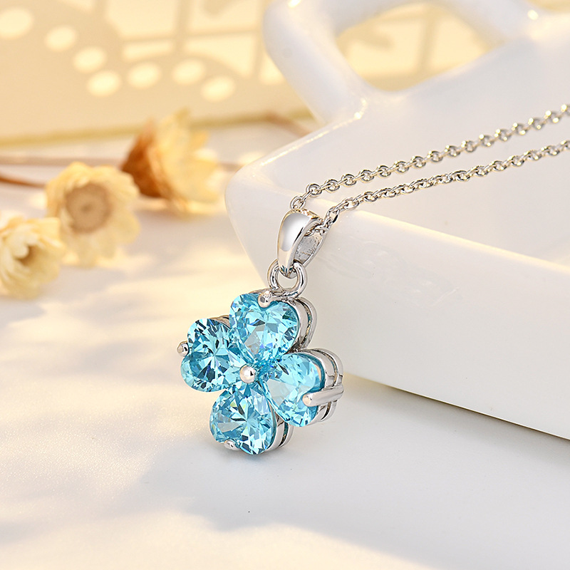 Luxury Jewelry Designer Jewelry Cross-border Amazon Hot-selling Twelve Constellations Four-leaf Clover Necklace Inlaid With Colorful Pendant High-end