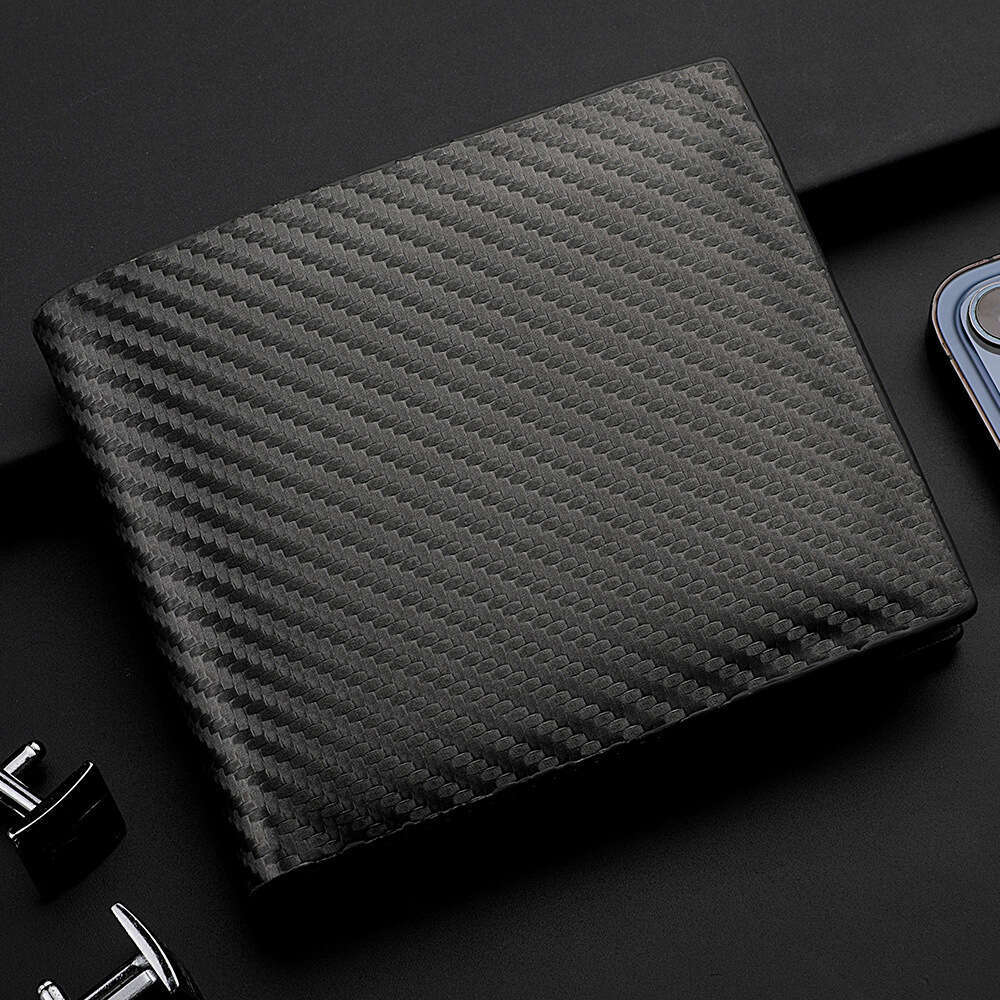 Men's New Carbon Fiber Multi-Card Slot Zipper Coin Purse Card Holder Short Wallet for Men wallet designer mens wallet
