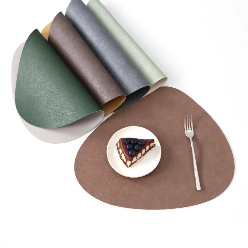 Cowhide pattern double-sided leather placemat household teacup simple square dining table mat western restaurant thermal insulation mat coaster custom
