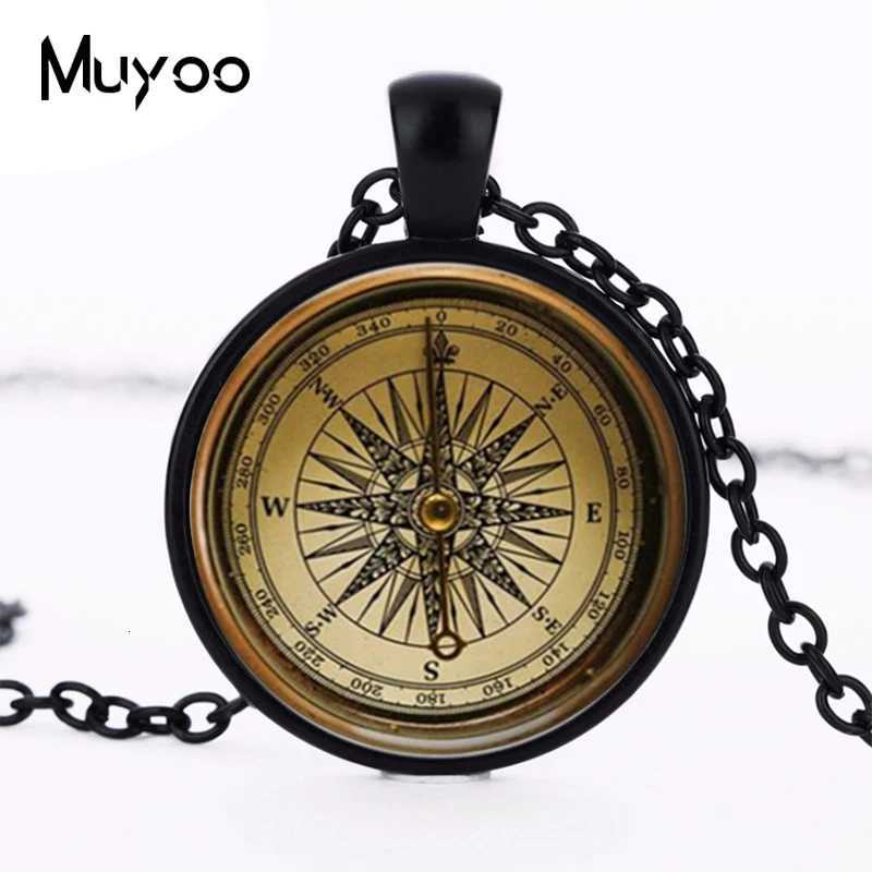 Steampunk Cpass Cabochon Pendant Art Cpass Necklace Jewelry Bronze Chain Necklace Pendant for Women / Men HZ1 W250712