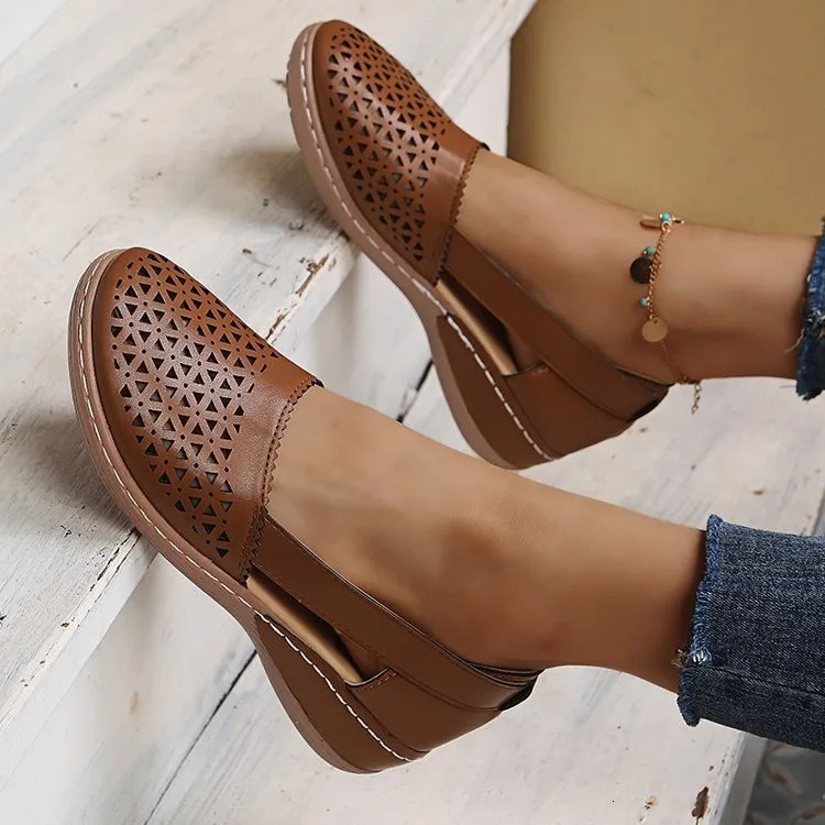 Womens Summer Flat Round Toe Sandals Retro Button Sandals Comfy Mary Jane Comfortable Shoes for Women Plus Size 43 250707