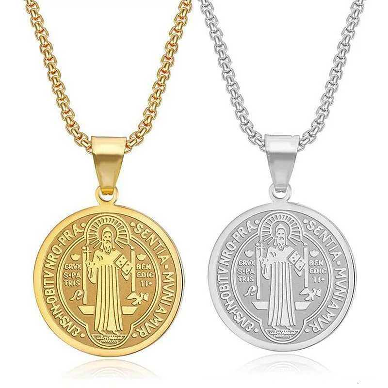 316L Stainless Steel Saint Benedict Pendant Necklace For Men Religious Medal Accessories W250712
