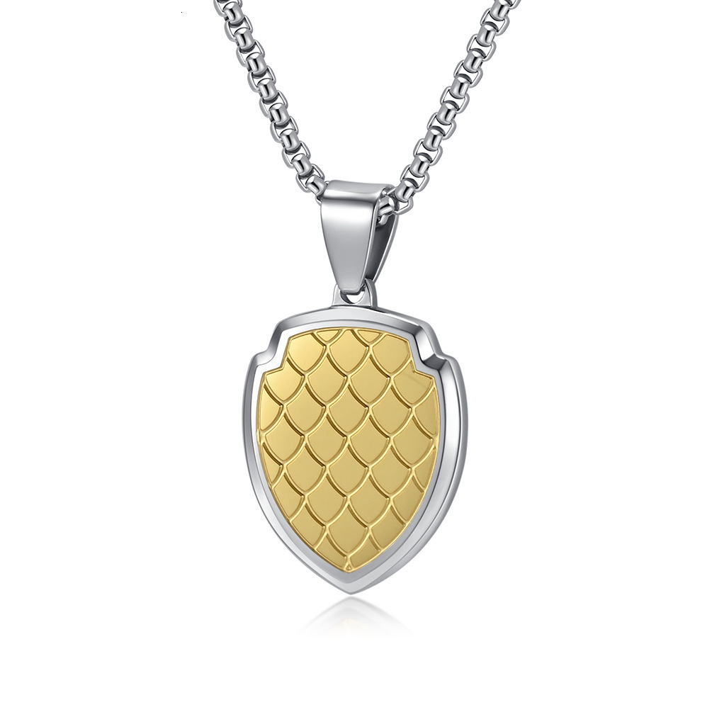 Luxury Jewelry Designer Jewelry Dragon Scale Shield Men's Necklace Trendy Brand Versatile Cool High-end Photo Frame Pendant Men's Trendy Hip