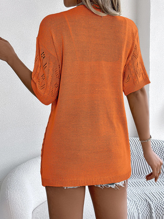 Spring Summer Casual Solid Color Hollow Out Knitted Cardigan Sun Proof Tops for Women 250710