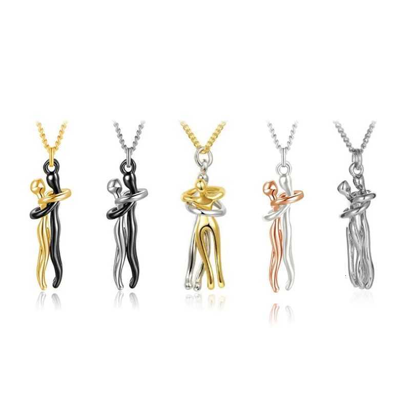1PC New Fashion Hip Hop Enbrace Couple Pendant Necklaces For Women Men Punk Lovers Hug Necklace Prize Jewelry Party Gifts W250712