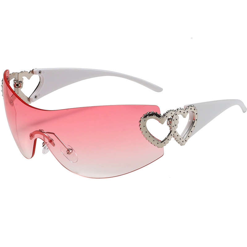 Designer's luxury glasses Fashion New Style Rhinestone One-Piece Unisex European and American Sunglasses Hot Girl Same Style Y2K Sunshade Heart S