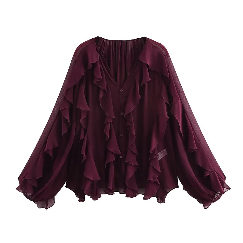 TRAF Elegant Shirts Blouses Womens Spring Long Sleeve Blouses Ladies Fashoin Casual Y2k Vintage Purple Yellow Tops 250708