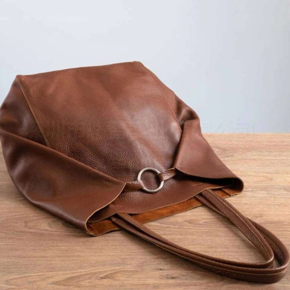Retro 2 Set Shoulder High Capacity Tote Bags Metal Button Handbags Solid Color Multifunction Beach Bag For Ladies