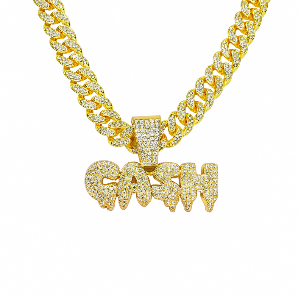 Luxury Jewelry Designer Jewelry European And American Hip-hop GASH Full Diamond Letter Pendant Necklace Men's Punk Style Chain Accessories Jewelr