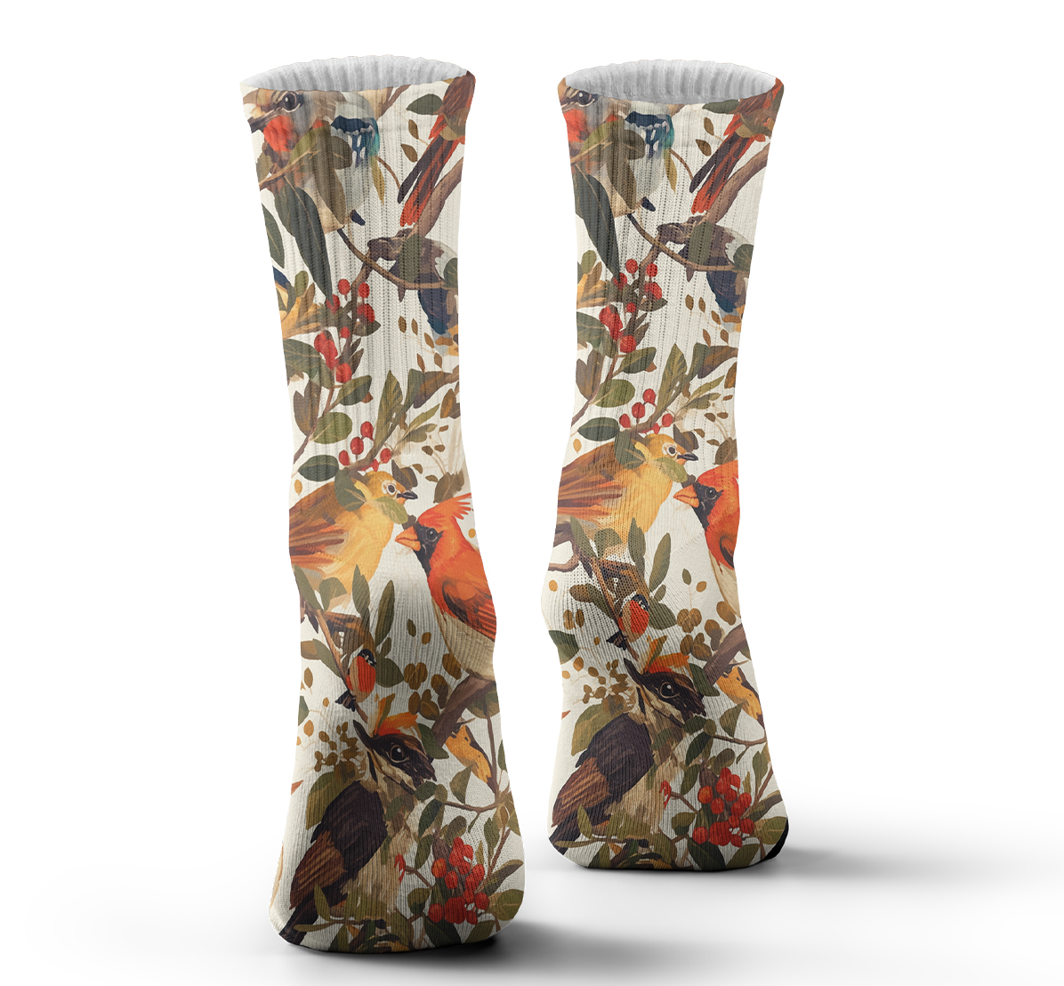 boho bird print crew socks nature inspired fashion crew unisex socks breathable quickdry material
