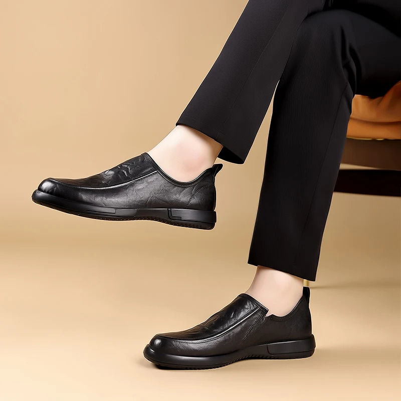 Classic Mens Leather Loafers Slip-On Male Driving Shoes Comfortable Casual Moccasins for Men Breathable Male Dress Flats 250708