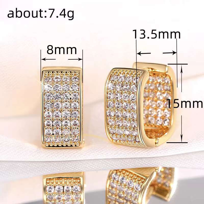 Hot Selling Hip Hop Fashion CZ Hoop Earrings for Men Women Silver Gold Color Ladies Earrings Fashion Jewelry