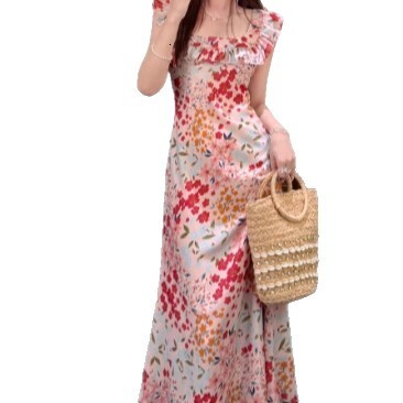 Summer New Women's Skirt New Fashionable French Women's Neck Skirt New Elegant Ruffle Slim Fit Long Skirt New Designer Dress Luxury Designer