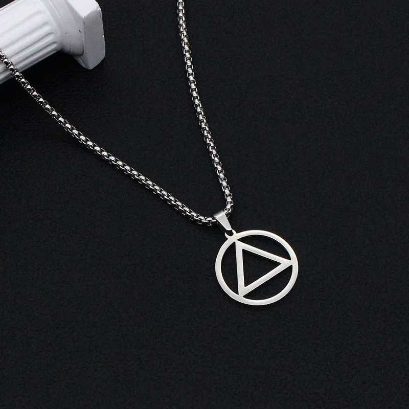 hiphop rap ma and fa hipsters in the same style of iron triangle necklace titanium steel pendant hanging accessories W250714