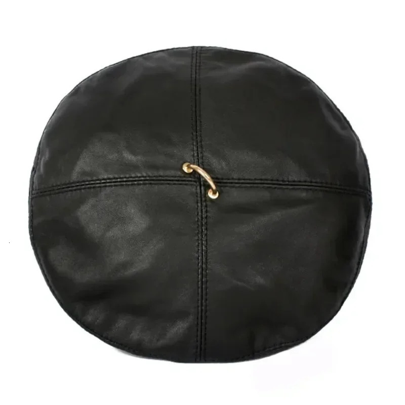Spring/Winter 100% Real Leather Beret Hat Women Fashion European Pumpkin Painter Caps Female Rainbow Color White/Red Thin Boina 250712