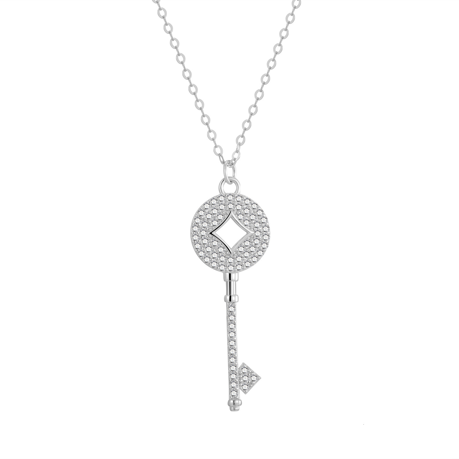 Luxury Jewelry Designer Jewelry 925 Silver Heart Key Necklace For Women, Light Luxury Niche Key Pendant, High-end Simple Zirconia Clavicle Chain