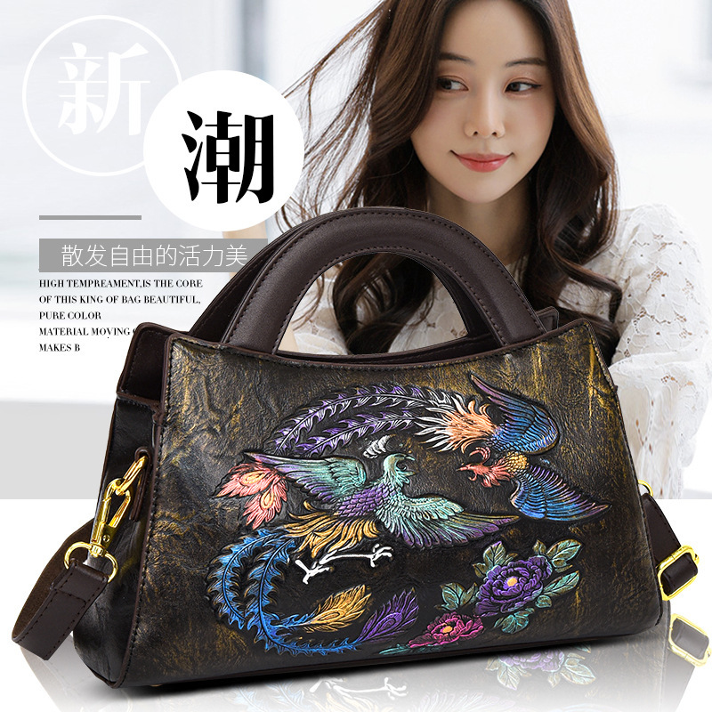 Free shipping designer Single Shoulder Women Bag Ethnic Style Retro Carved Phoenix Bag High-Quality Texture Casual Versatile Fashion Trend Crossbody Bag