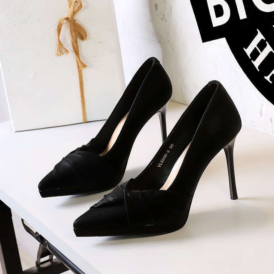 8366-2 Style Sexy Party Stiletto Super High Heels Pointed Toe Waterproof Platform Bowknot Single Women's Shoes