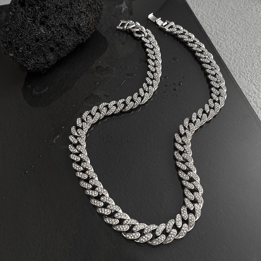 Luxury Jewelry Designer Jewelry European And American Cross-border Inlaid Diamond Chain Full Diamond Necklace Men's Unique Niche Design 2025 New 