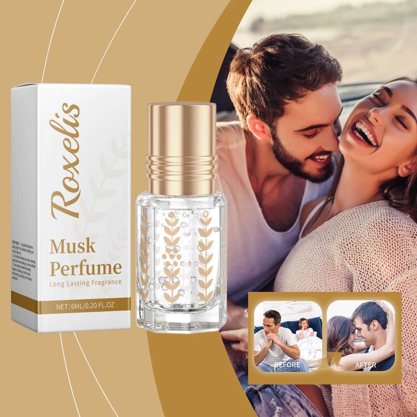 Roxelis Musk Perfume Natural Fresh Lasting Formula Elegant Floral Charming Light Fragrance Daily Ball Bearing Portable Perfume W250714