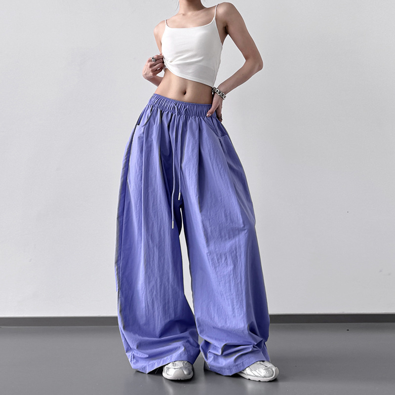 2025 Summer New Women's Pants Summer Retro Style Folded Lazy Style Pants Floor Pants Women's Wide Leg Casual Pants New Designer Pants