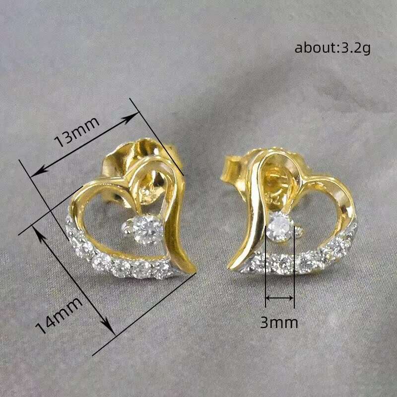 Sweet Style Heart Hollow Design Cubic Zirconia Silver/Gold/Rose Gold Earrings Engagement Trend Party Stud Earrings Women