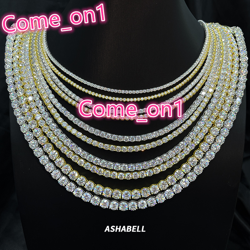 HipHop 3MM 4MM 5MM Couple Tennis Chain Cubic Zirconia S925 Silver Plated 18K Gold Tennis Necklace Bracelet for Men and Women