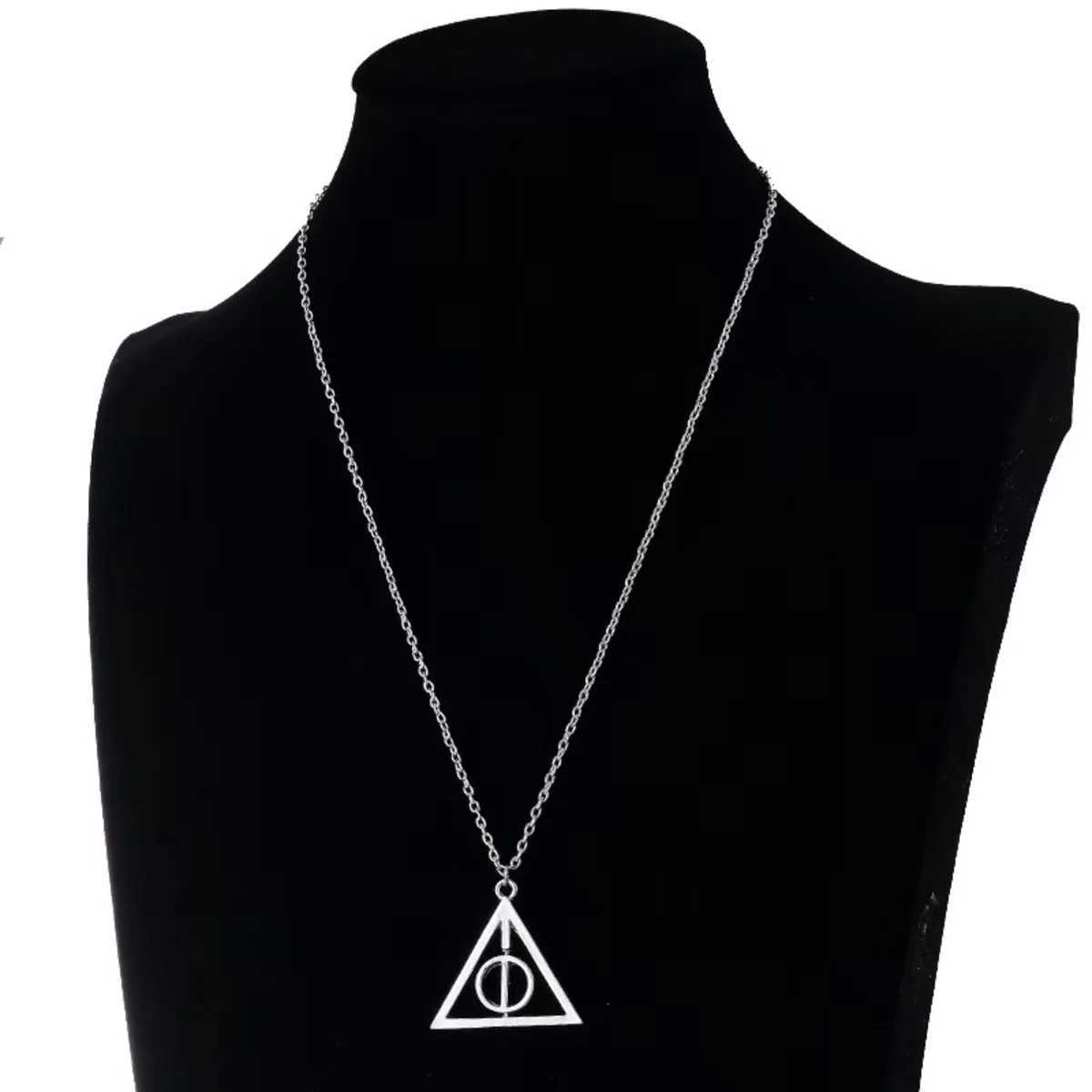 Fashion New Deathly Hallows Magic Triangle Rotatable Necklace Golden Swivel Necklace Pendant Movie Necklace Jewelry W250712