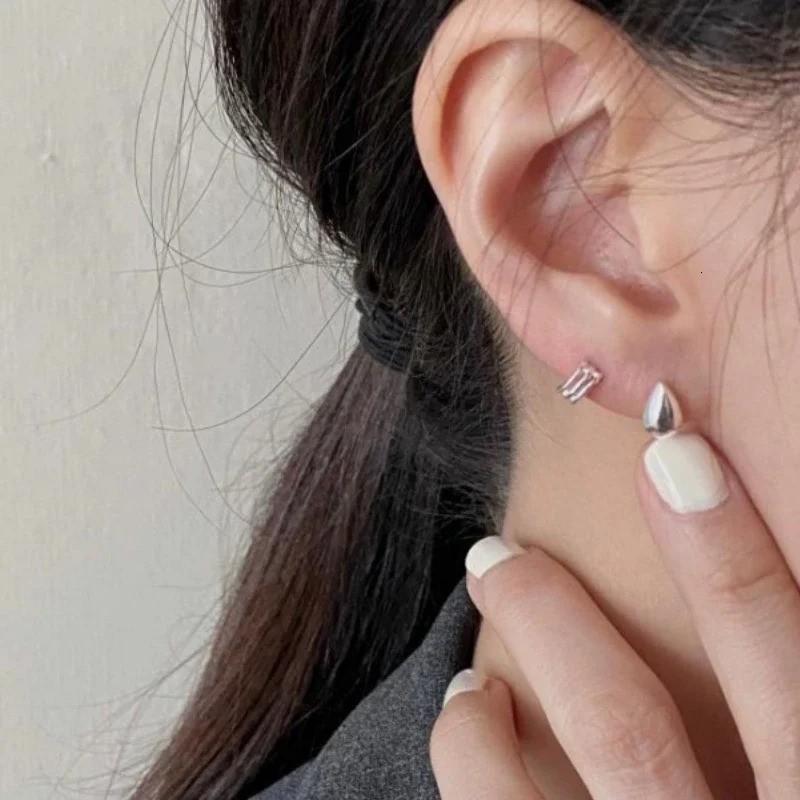 Canner 925 Sterling Silver Smooth Water Drop Simple Stud Earrings For Women 18K Gold Ins Minimalism Earrings Fine Jewelry Gift 250708