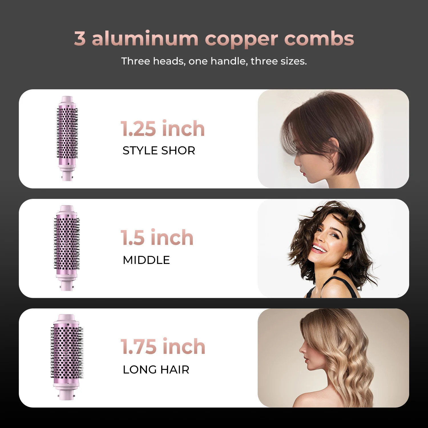 UKLISS 3 in 1 Curling Iron Set Fast Heat Up Quick Heating Ceramic Brush Interchangeable Curling Wands for All Hair 250712