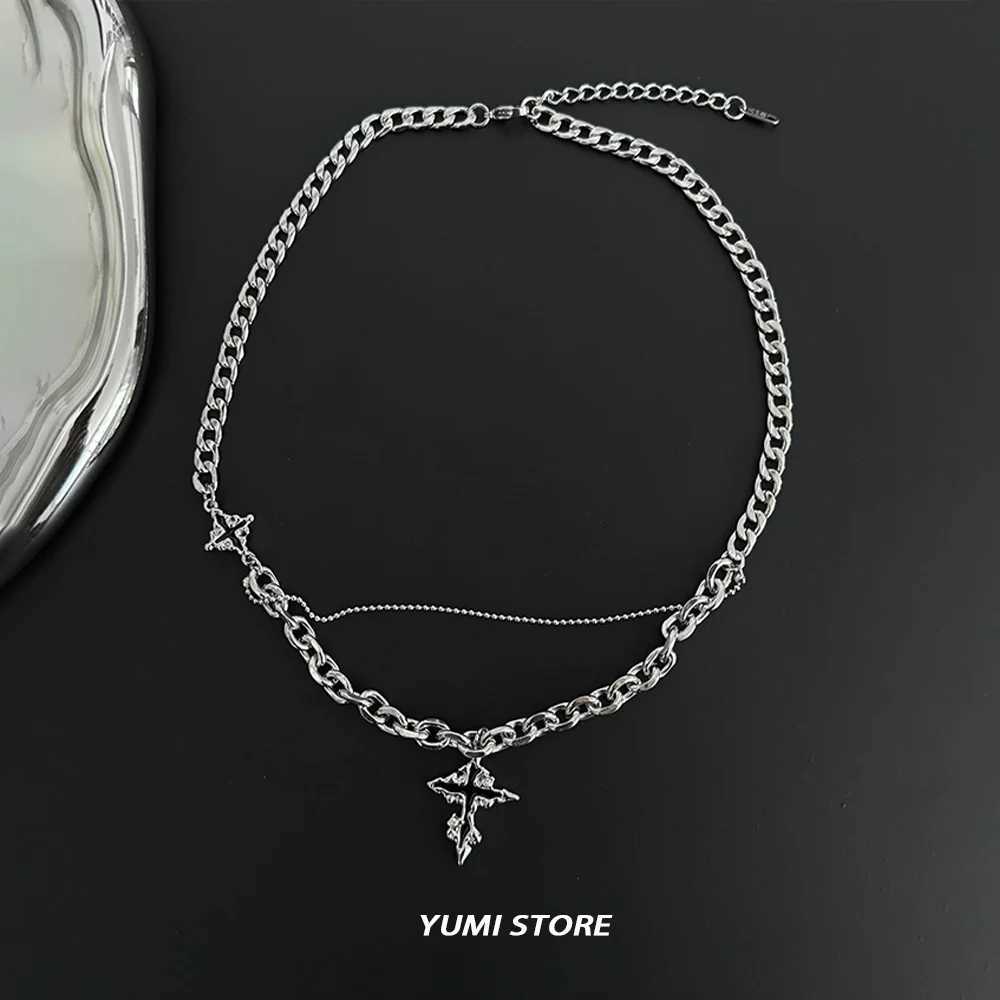 Punk Black Flame Cross Necklace For Men Wen Trend Titanium Steel Chain Sweater Pendant Hip Hop Jewelry Cool Kpop Accessories W250712