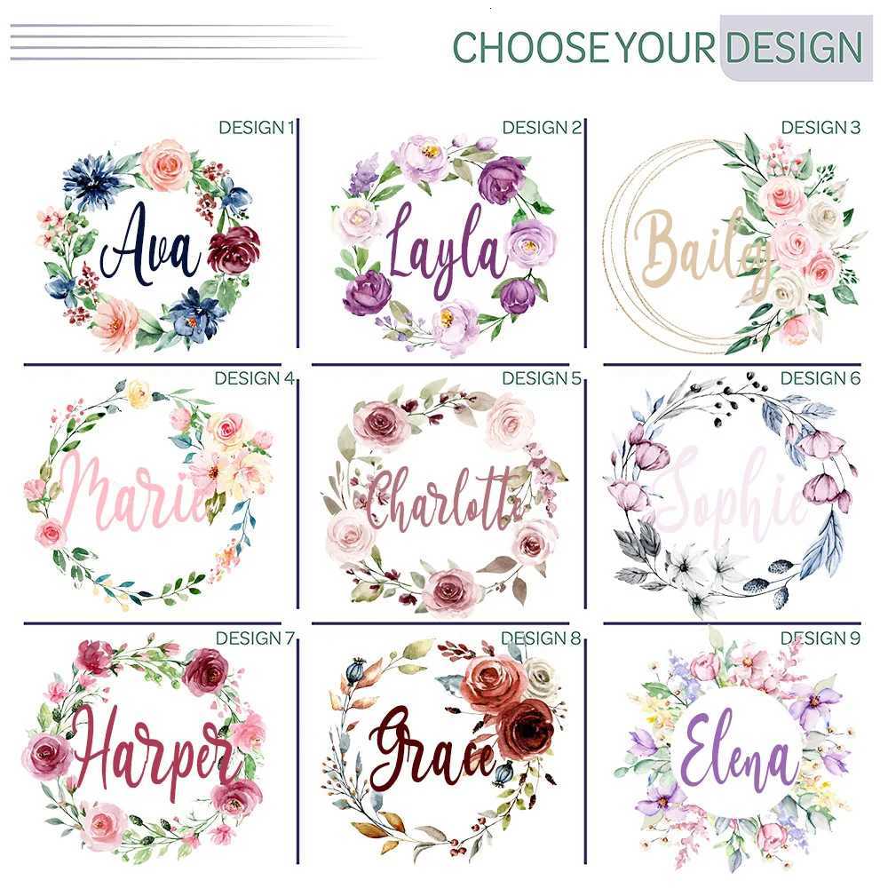 Floral Wreath Personalised New Baby Girl Clothes Personalised First Name Bodysuit Baby Shower Gift Custom Name Toddler Jumpsuit Z250712