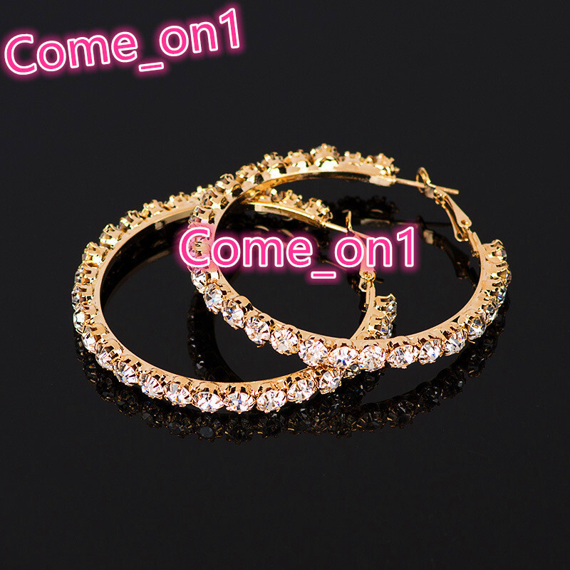 Luxury Female Silver Gold Rose Gold Plated Crystal Ladies Earrings Women Bridal Diamond Zircon Big Large Hoop Earrings