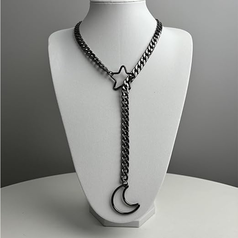 Luxury Jewelry Designer Jewelry New Cross-border Gold Moon And Star Necklace Punk Gothic Adjustable Lariat Y-shaped Necklace
