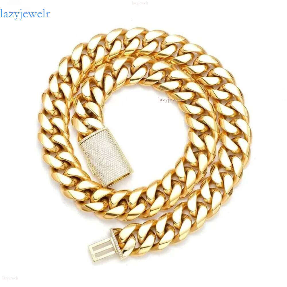 Miami Cuban link designer bracelet men 12mm 14mm Wide Gold Chain Micro Inlaid Moissanite Dia in Buckle Rapper Hip Hop Jewelry Women Personalize Gift