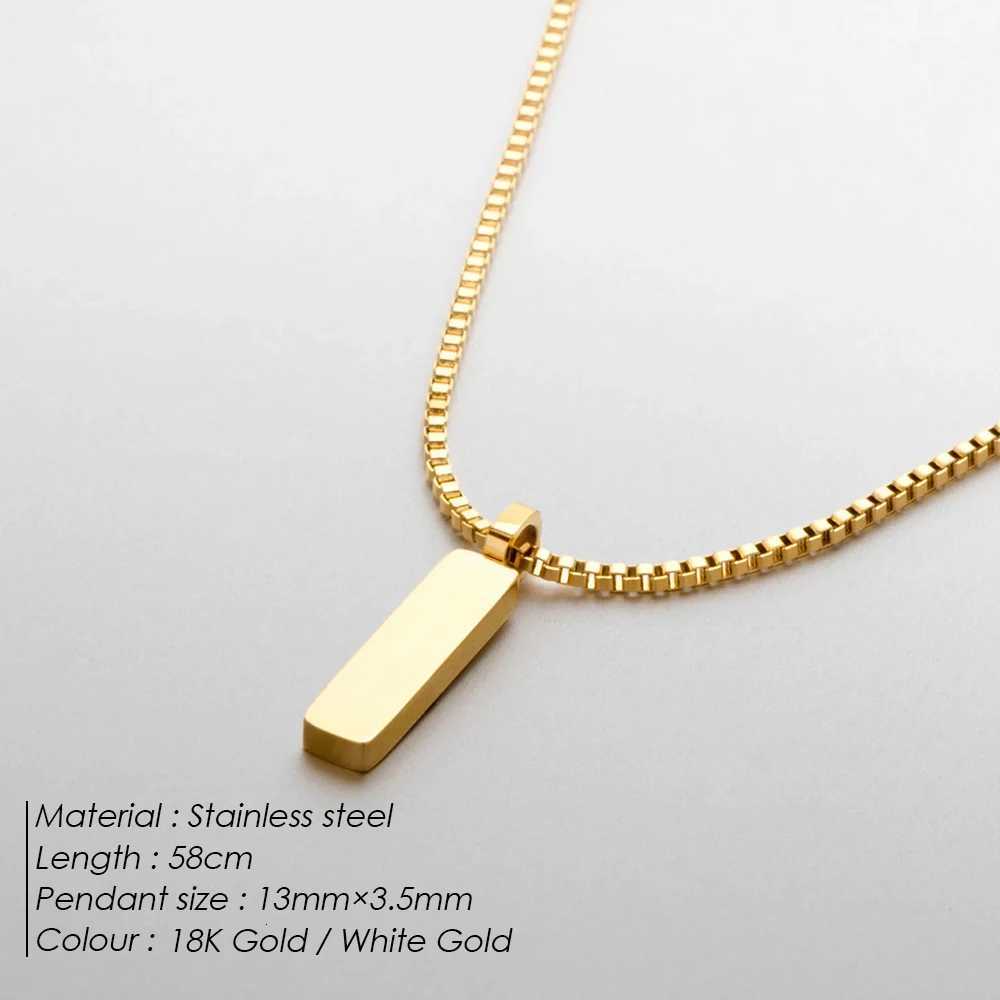 eManco Mens hip-hop a chain Europe and the United States Titanium steel does not lose color Box Pendant Necklace Collarbone W250712