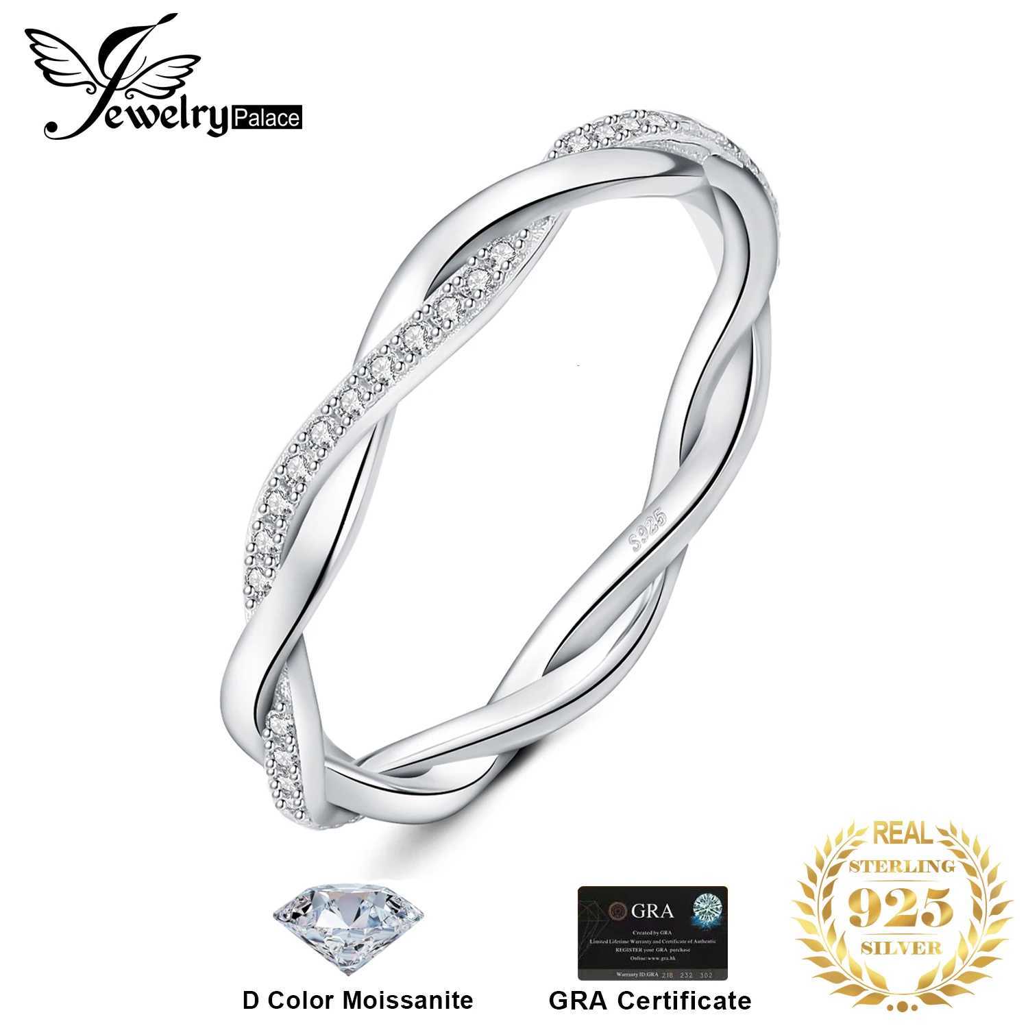 JewelryPalace Moissanite D Color Love Rope Infinity 925 Sterling Silver Stackable Band Ring for Women Yellow Rose Gold Plated y250712