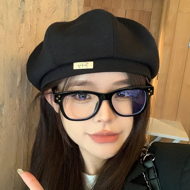Cute Pink Berets Caps for Women Show Face Small Spring Korean Version Fashion Casual Retro Octagonal sboy Hats 250712