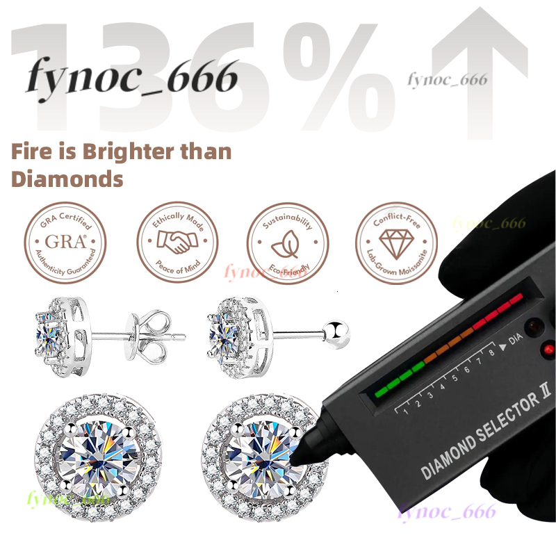 0.3ct 0.5ct 1.0ct Moissanite Stud Earrings 925 Sterling Silver Screw Earrings Diamond GRA Certificate Men and Womens Jewelry