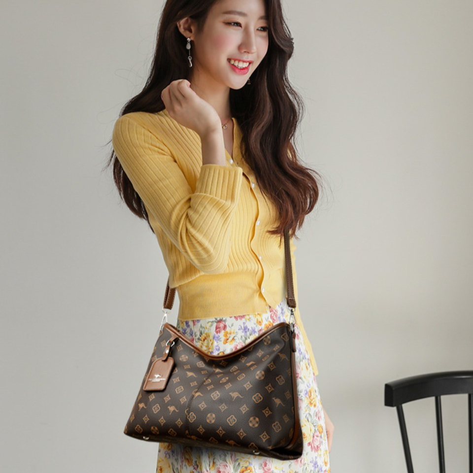 Old Flower Top-handle Bags Female Luxury Handbags Designer Shoulder Hand Bags for Women Mother Ladies PU Leather Crossbody Bag