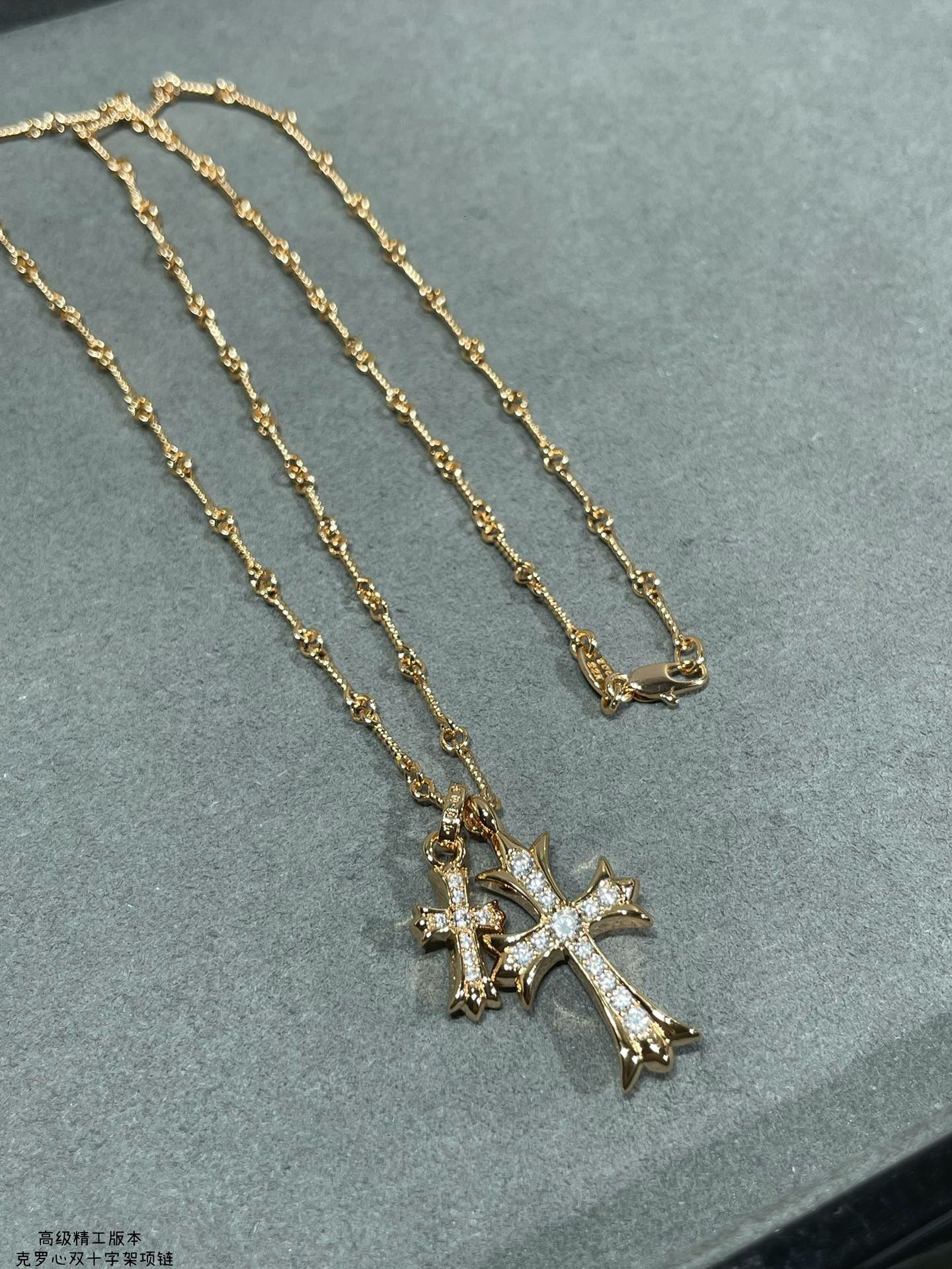 Luxury Jewelry Designer Jewelry V Gold High Version Crow Double Cross Pendant Necklace With Inlaid Diamonds Red Plated 18K Heavy Craft High Version Ba