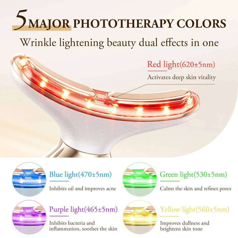 ANLAN Dual Polar Neck Beauty Device Anti-Aging Remove Double Chin EMS Facia Lifting 5-Color Photon Warm Facial Massager Gold